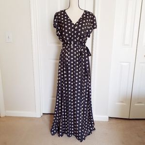 Modcloth Navy Floral Print Maxi Dress